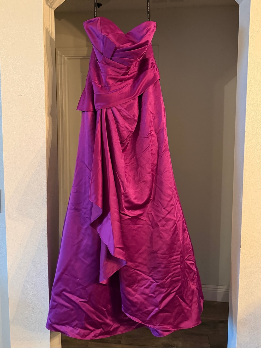 Alfred Angelo Strapless Satin Prom/Bridesmaid Gown in Fuchsia